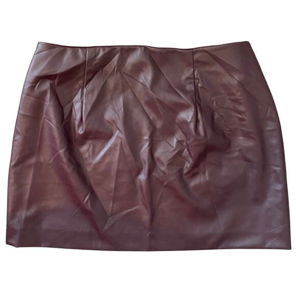 NEW A NEW DAY Faux Leather Mini Skirt Purple Size 14 Zip Closure Preppy Chic - Picture 2 of 5